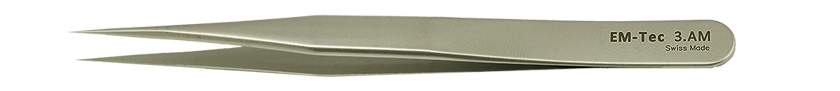 EM-Tec 3.AM high precision tweezers, style 3,  very sharp fine tips, anti-magnetic stainless steel